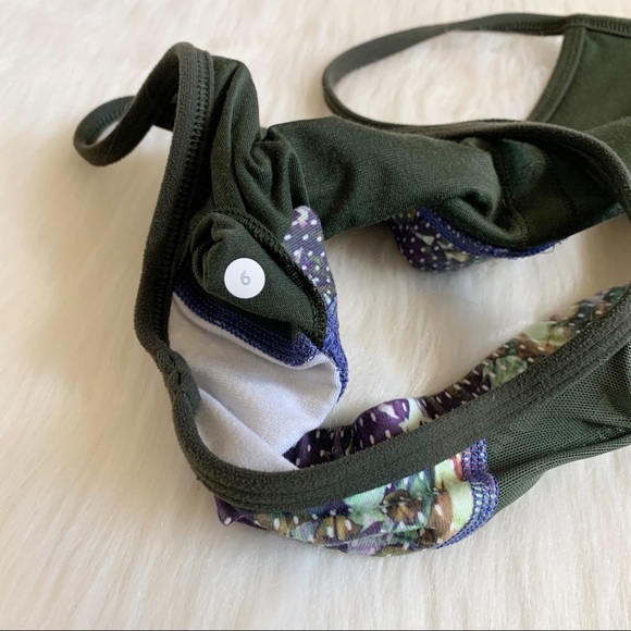 Lululemon Flow Y Bra IV Floral Sport Gator Green - Picture 11 of 13